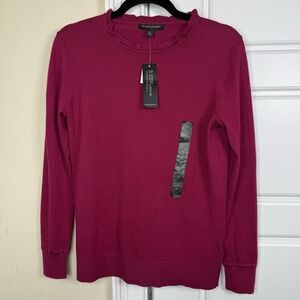 Banana Republic Premium Luxe Yarn Sweater Women's Small Pink Ruffle Collar NEW